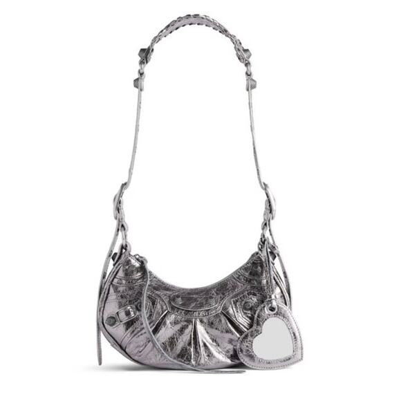 BALENCIAGA WOMEN'S LE CAGOLE SHOULDER BAG XS SILVER - Picture 1 of 9